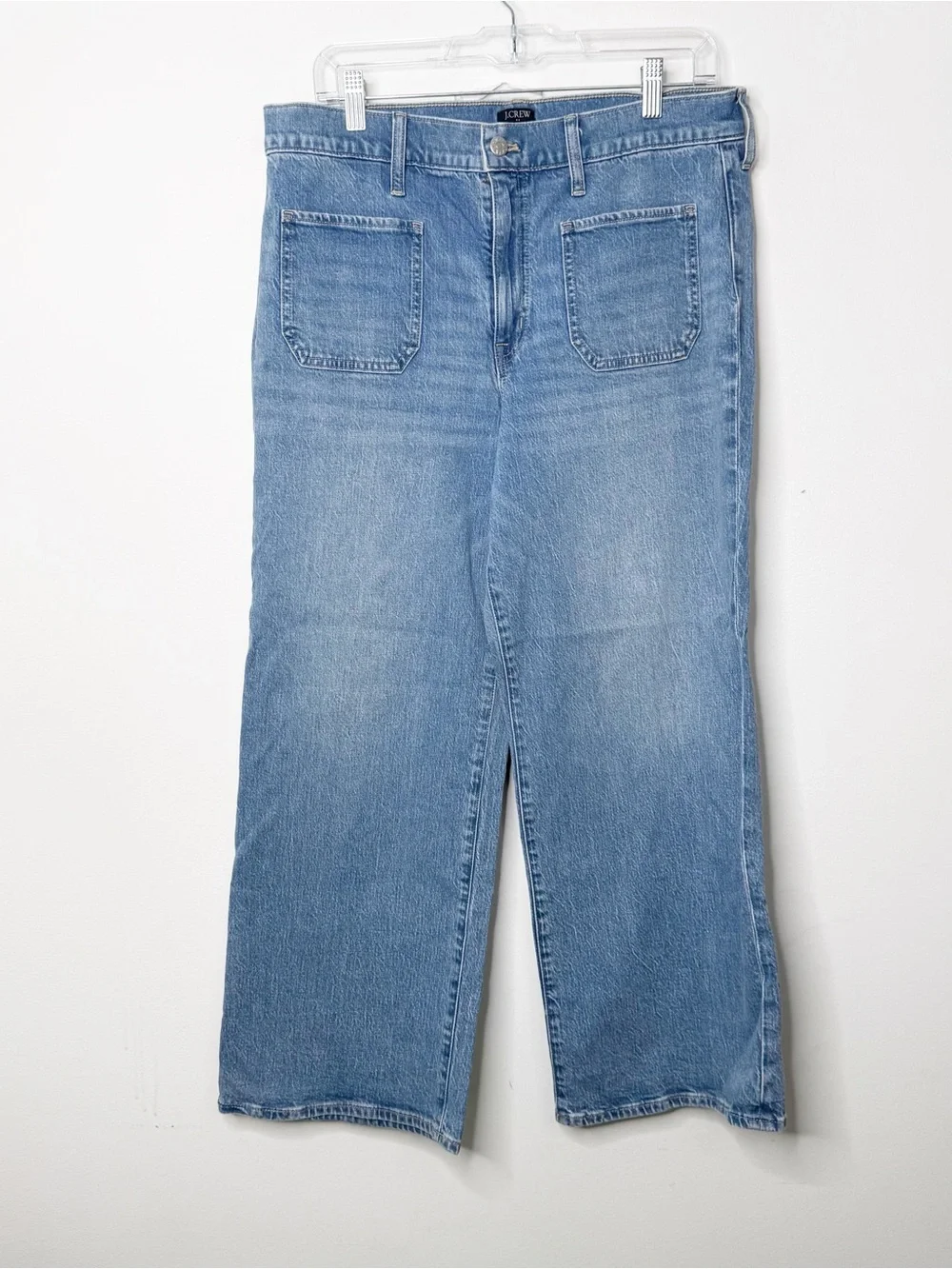 J. CREW | Wide Leg High Rise Cropped Patch Pocket Classic Denim Jeans  Sz. 30